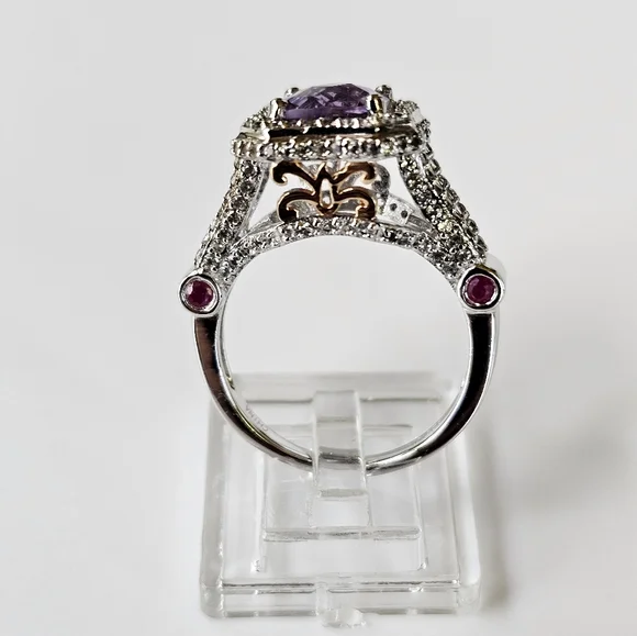 Genuine Carol Brodie Rarities Amethyst & Rubies Sterling Silver Ring Size 9! - Picture 8 of 16